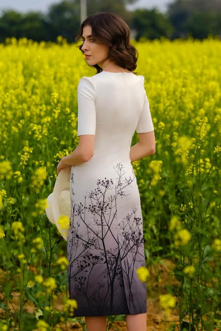 AFRIYA Monochrome Meadow Bodycon Dress 