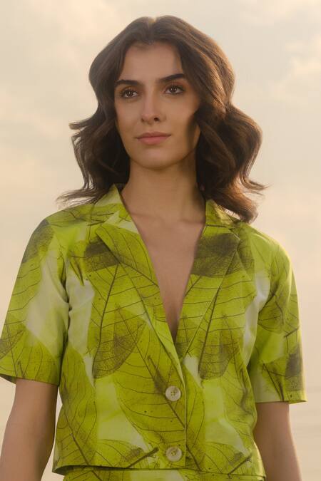 Shop_AFRIYA_Green Poplin Ferns Co-ord _Online_at_Aza_Fashions