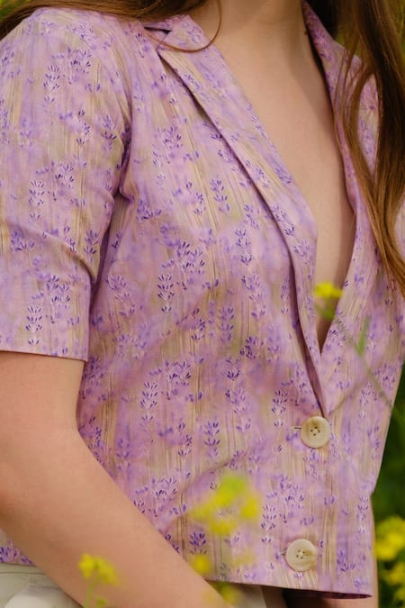 Buy_AFRIYA_Purple Poplin Lavender Short Blazer _Online_at_Aza_Fashions