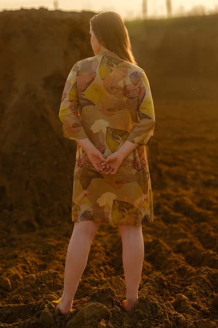 AFRIYA Mustard Short Fluid Dress 