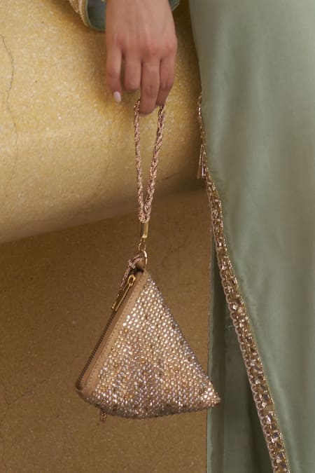 Plode Delhi Wristlet Swarovski Embellished Pyramid Bag 