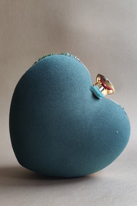 Plode Hand Embellished Heart Clutch With Sling 