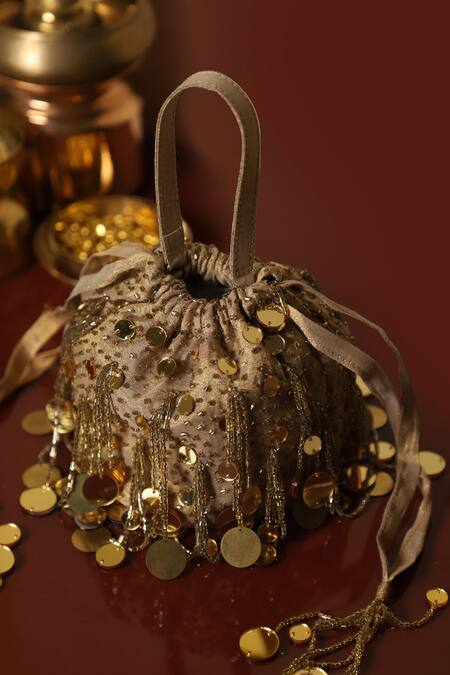 Buy Plode Gold Mirrors, Embroidery Tasselled Polti Bag Online at Aza Fashions Buy_Plode_Gold Mirrors, Embroidery Tasselled Polti Bag _Online_at_Aza_Fashions