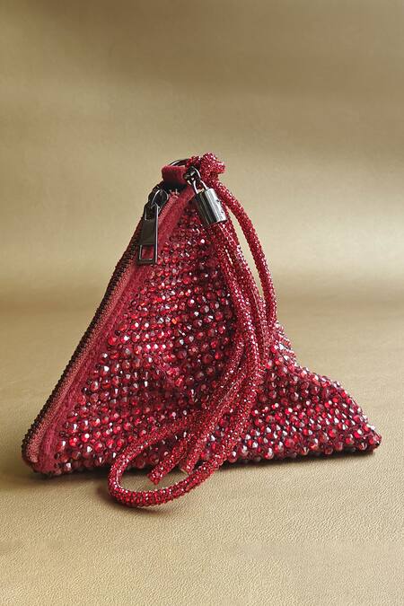 Buy Plode Red Stones Delhi Wristlet Swarovski Studded Pyramid Bag Online at Aza Fashions Buy_Plode_Red Stones Delhi Wristlet Swarovski Studded Pyramid Bag _Online_at_Aza_Fashions