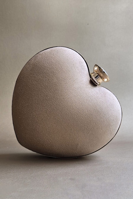 Plode Hand Embellished Heart Clutch With Sling 