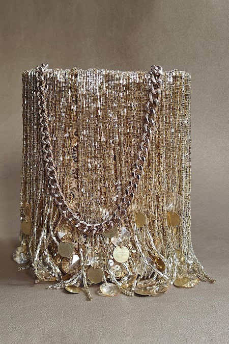 Plode Gold Cut Work, Sequins Cutdana Embellished Potli Online at Aza Fashions Plode_Gold Cut Work, Sequins Cutdana Embellished Potli _Online_at_Aza_Fashions