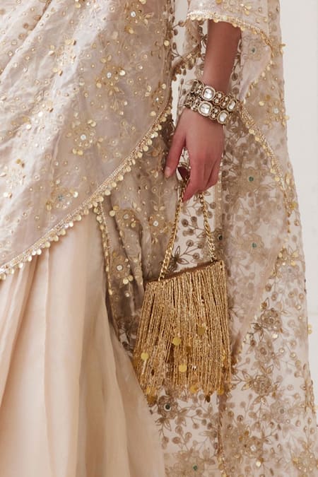 Plode Gold Cut Work, Sequins Cutdana Embellished Potli at Aza Fashions Plode_Gold Cut Work, Sequins Cutdana Embellished Potli _at_Aza_Fashions