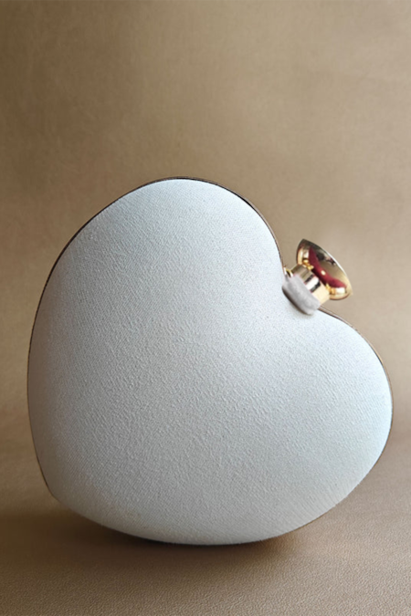 Plode Hand Embellished Heart Clutch With Sling 