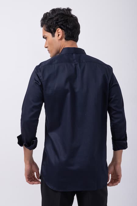 Shop Kaka Calcutta Black Gingham Beads Owl Embellished Shirt at Aza Fashions Shop_Kaka Calcutta_Black Gingham Beads Owl Embellished Shirt _at_Aza_Fashions