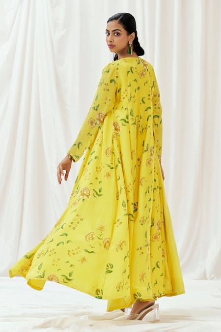 Redpine Designs Printed Jacket Draped Skirt Set 