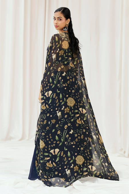 Redpine Designs Embroidered Cape Lehenga Set 