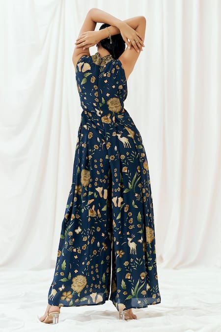 Redpine Designs Printed & Embroidered Jumpsuit 