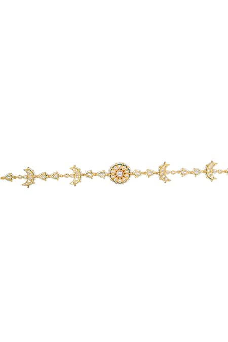 Tad Accessories White Gold Finish Imitation Kundan Mathapatti Online at Aza Fashions Tad Accessories_White Gold Finish Imitation Kundan Mathapatti _Online_at_Aza_Fashions