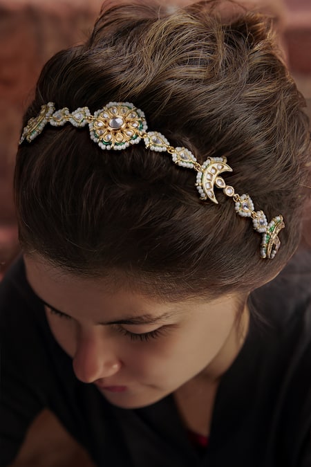 Tad Accessories Gold Finish Imitation Kundan Mathapatti 