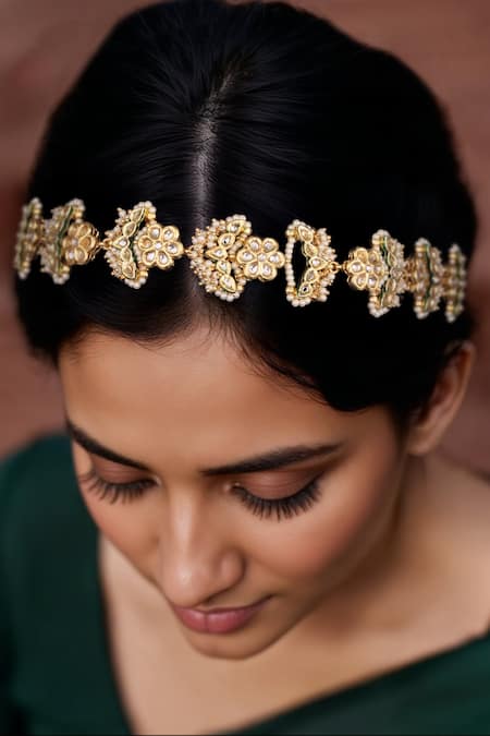 Tad Accessories Gold Finish Imitation Kundan Mathapatti 