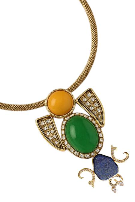 Tad Accessories Gold Plated Finish Semi Precious Stone Necklace Online at Aza Fashions Tad Accessories_Gold Plated Finish Semi Precious Stone Necklace _Online_at_Aza_Fashions