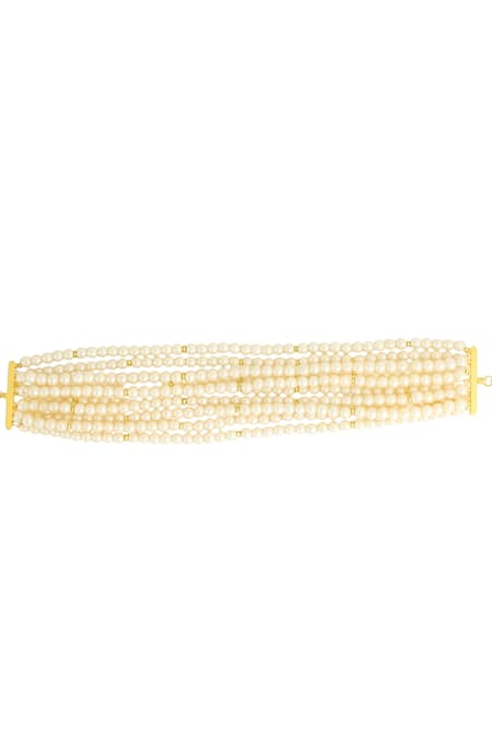 Tad Accessories White Gold Finish Glass Pearl Choker Online at Aza Fashions Tad Accessories_White Gold Finish Glass Pearl Choker _Online_at_Aza_Fashions