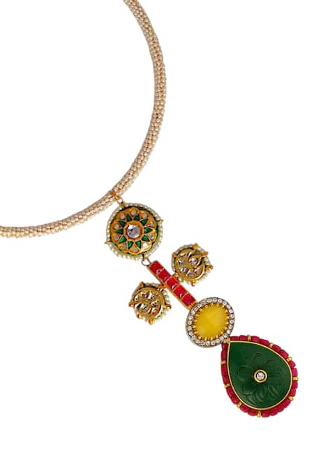 Tad Accessories Multi Color Gold Finish Imitation Kundan Necklace Online at Aza Fashions Tad Accessories_Multi Color Gold Finish Imitation Kundan Necklace _Online_at_Aza_Fashions