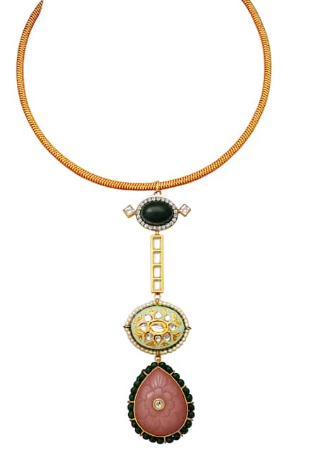 Tad Accessories Gold Finish Imitation Kundan Necklace 