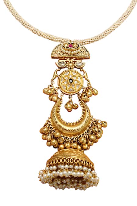 Tad Accessories Gold Plated Imitation Polki Necklace Online at Aza Fashions Tad Accessories_Gold Plated Imitation Polki Necklace _Online_at_Aza_Fashions