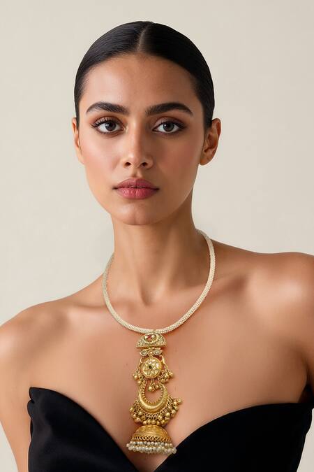 Tad Accessories Gold Plated Imitation Polki Necklace 