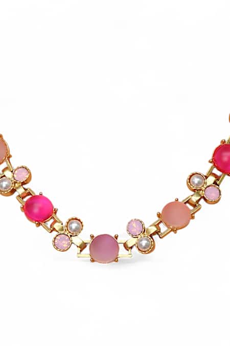 Tad Accessories Pink Gold Finish Semi Precious Stone Necklace Online at Aza Fashions Tad Accessories_Pink Gold Finish Semi Precious Stone Necklace _Online_at_Aza_Fashions