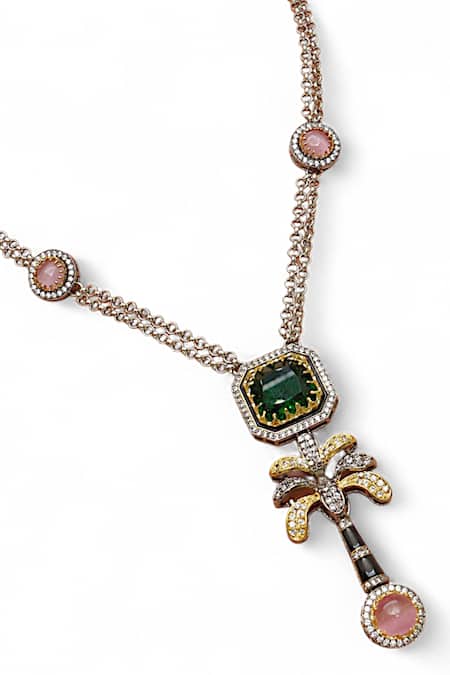 Buy Tad Accessories Blue Designer Semi Precious Stone Necklace Online at Aza Fashions Buy_Tad Accessories_Blue Designer Semi Precious Stone Necklace _Online_at_Aza_Fashions