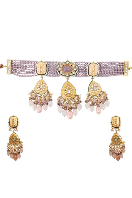 Tad Accessories Gold Finish Imitation Kundan Necklace Set 