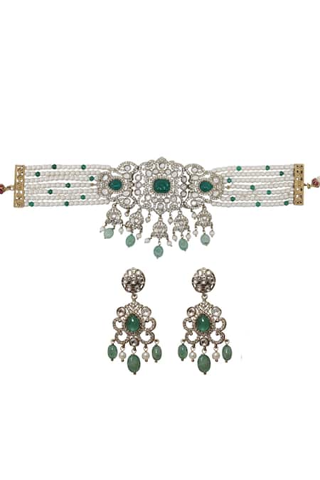 Tad Accessories Gold Finish Choker & Earrings Set 