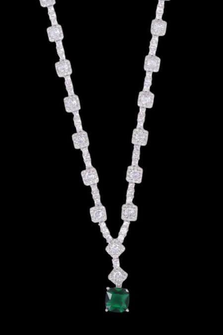 Buy Tad Accessories Green Crystals Cubic Zirconia Stone Necklace Set Online at Aza Fashions Buy_Tad Accessories_Green Crystals Cubic Zirconia Stone Necklace Set _Online_at_Aza_Fashions