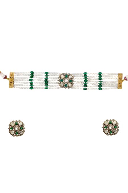 Tad Accessories Gold Finish Choker & Earrings Set 