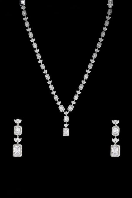 Tad Accessories Cubic Zirconia Stone Necklace Set 