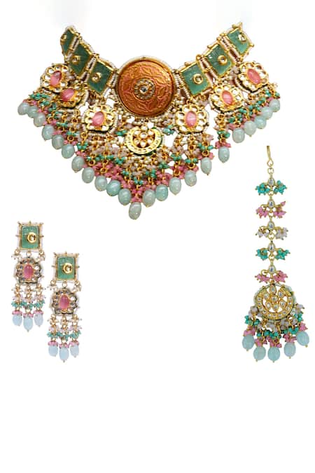 Tad Accessories Gold Finish Imitation Kundan Necklace Set 