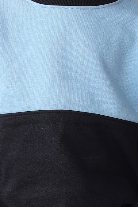 Anthrilo_Black Fleece Color Block Sweatshirt And Joggers Set _Online_at_Aza_Fashions