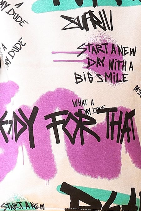 Buy_Anthrilo_White Fleece Text Pattern Sweatshirt And Joggers Set 