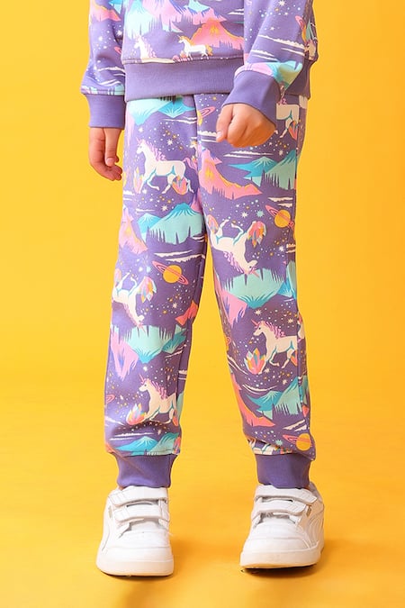 Buy_Anthrilo_Purple Fleece Unicorn Pattern Sweatshirt And Joggers Set_Online_at_Aza_Fashions