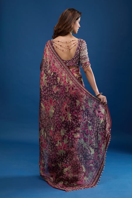 Tarun Tahiliani Floral Pattern Saree Set 