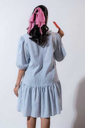 Buy Vaani Beswal Blue Applique Collared Whimsy Handwoven Cotton Dress Online at Aza Fashions Buy_Vaani Beswal_Blue Applique Collared Whimsy Handwoven Cotton Dress _Online_at_Aza_Fashions