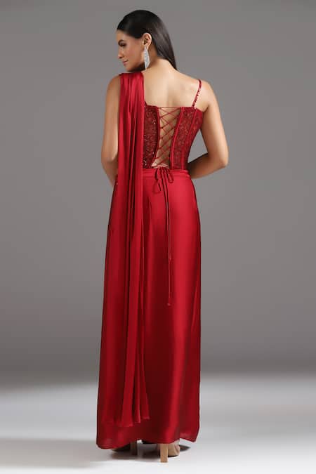 Two Sisters By Gyans Embellished Corset With Pre-Draped Saree 