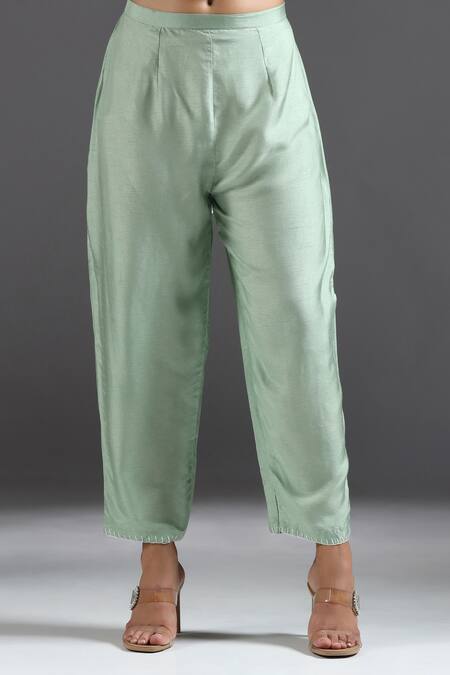 Two Sisters By Gyans Green Silk Collared Asymmetric Kurta With Pant at Aza Fashions Two Sisters By Gyans_Green Silk Collared Asymmetric Kurta With Pant _at_Aza_Fashions