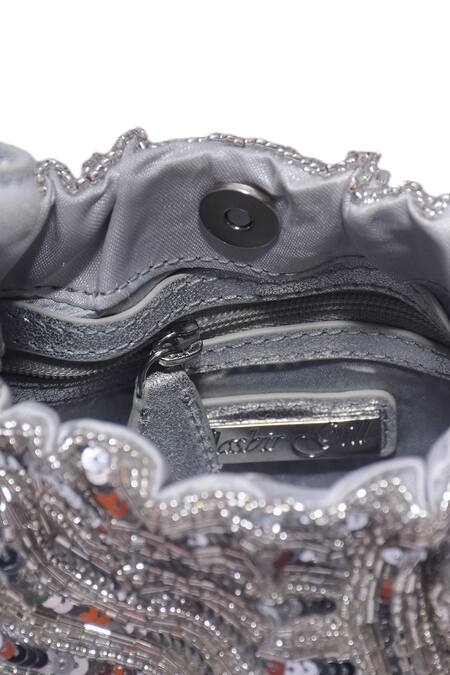 Buy_Jasbir Gill_Silver Sequins Embellished Potli _Online_at_Aza_Fashions