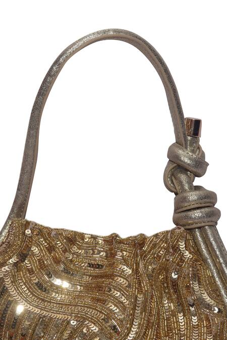 Buy_Jasbir Gill_Gold Sequins Embellished Potli _Online_at_Aza_Fashions