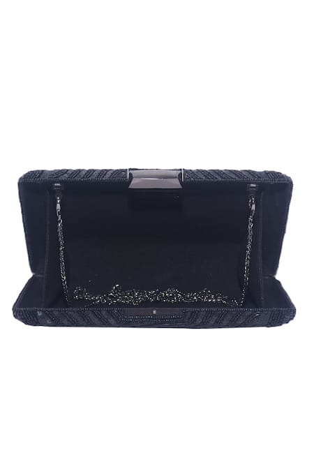 Jasbir Gill_Black Sequins Box Clutch _Online_at_Aza_Fashions