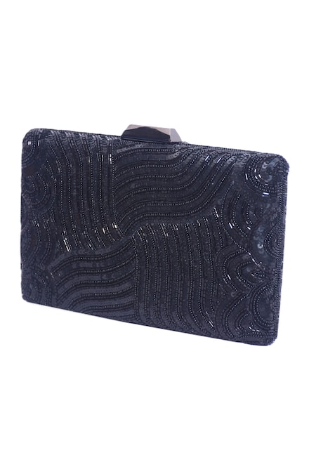 Buy_Jasbir Gill_Black Sequins Box Clutch _Online_at_Aza_Fashions