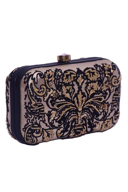 Jasbir Gill Flocked Leather Clutch 