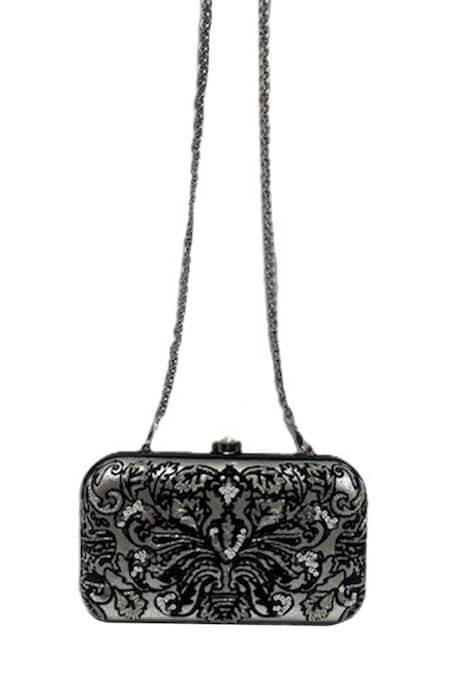 Jasbir Gill Flocked Leather Clutch 