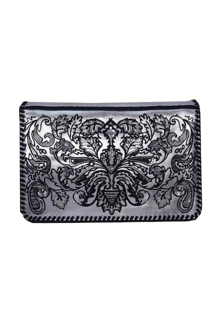 Jasbir Gill Flocked Leather Clutch 