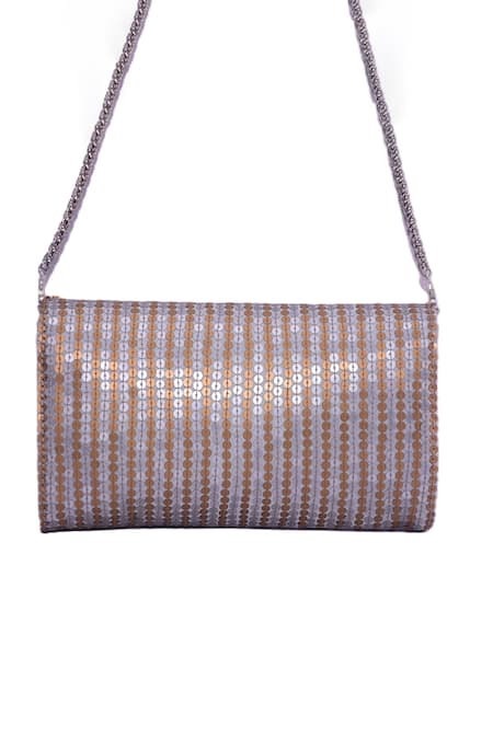 Jasbir Gill Metal Bead & Sequinned Foldover Clutch 