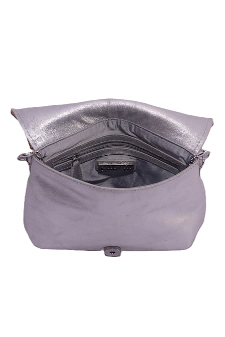 Jasbir Gill_Silver Beads, Sequins Metal And Foldover Clutch _Online_at_Aza_Fashions