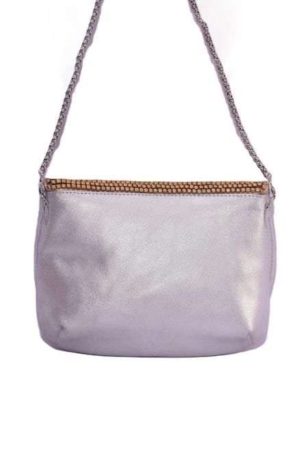 Jasbir Gill Metal Bead & Sequinned Foldover Clutch 